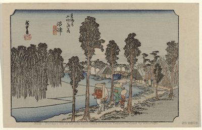 Namazu 13. sz.: Namazu: az ötvenhárom jegyzett hely egyike Tokaidón. Hiroshige festette (cím a tárgyon) De Tôkaidô van Hiroshige (sorozat címe) Hiroshige no fude Tôkaidô (sorozat címe az objektumon) alkotó: Hiroshige (I) , Utagawa