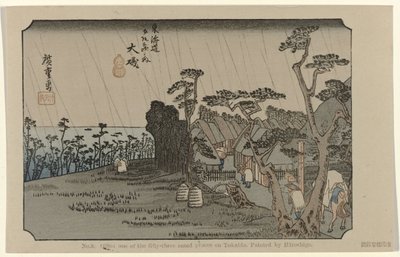 Oiso No. 9. Oiso: egyike az ötvenhárom jegyzett helynek Tokaidón. Hiroshige festette (cím a tárgyon) De Tôkaidô van Hiroshige (sorozat címe) Hiroshige no fude Tôkaidô (sorozat címe az objektumon) alkotó: Hiroshige (I) , Utagawa