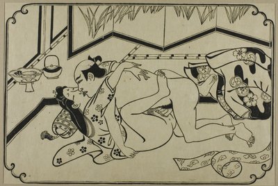 Egy lap egy shunga albumból alkotó: Hishikawa Moronobu