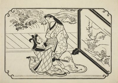 A képernyő mögött, 1673-81 körül alkotó: Hishikawa Moronobu
