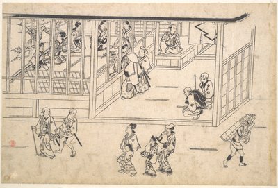 Utcarészlet Josivarában alkotó: Hishikawa Moronobu