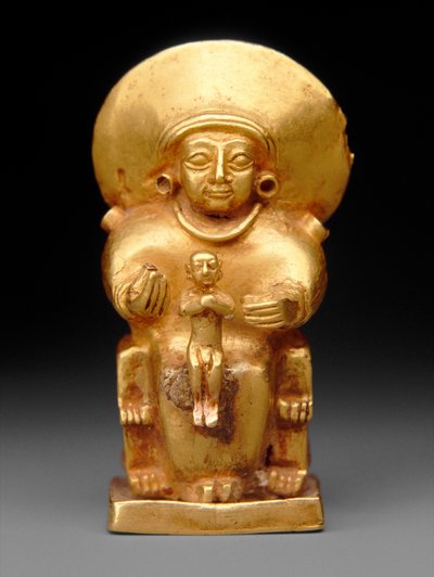 Ülő istennő gyermekkel, ie 1300 körül (arany) alkotó: Hittite
