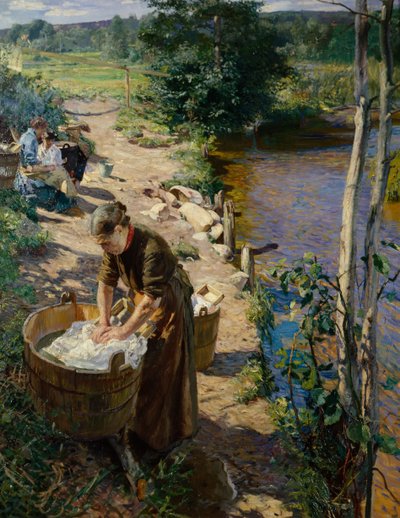 Takarítónők a folyónál alkotó: Hjalmer Eilif Emanuel Peterssen