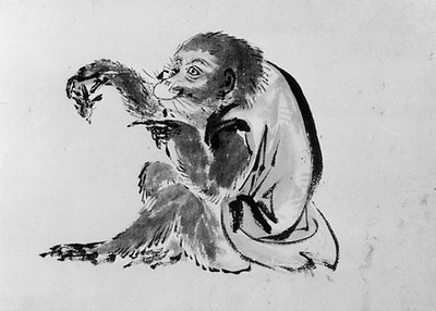 Monkey and Bee, 19th century.  alkotó: Hokusai School.