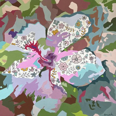Virágos absztrakt #7, 2023 (gouache, papír) alkotó: Holly Boruck