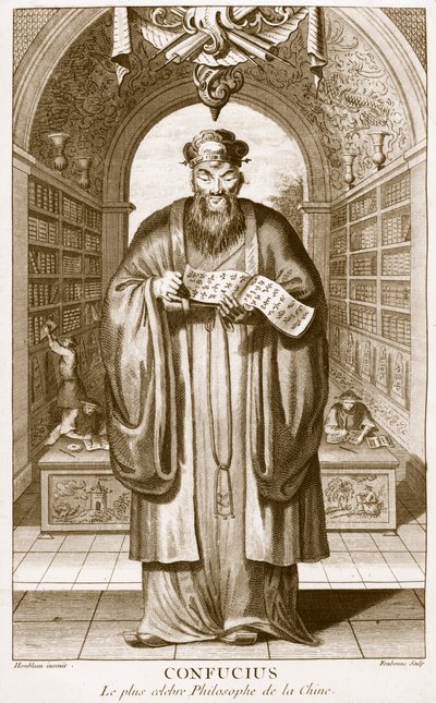 Kong-Fu-Tse, vagy Konfuciusz, Kína leghíresebb filozófusa, metszette Henry Fletcher (1729-ben). alkotó: Honbleau
