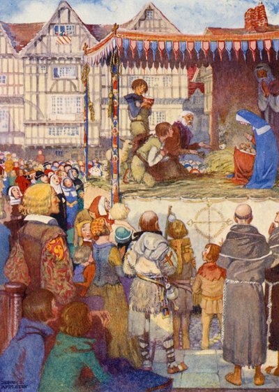 A Chester Miracle Play (színes litográfia) alkotó: Honor Charlotte Appleton