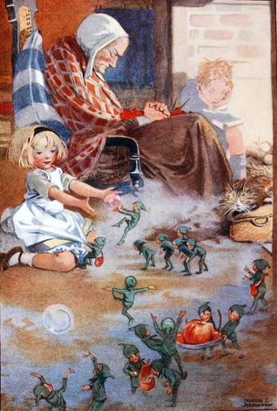 Illusztráció az „Iskola és otthon verseinek kincstárából”, M.G.Edgar és Eric Chilman (színes litó) válogatta alkotó: Honor Charlotte Appleton