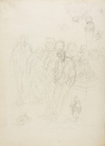 Férfiak csoportja és más vázlatok, 1857 alkotó: Honoré Daumier