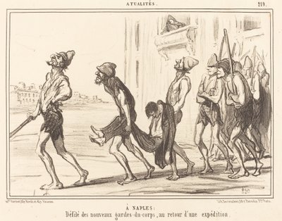Nápolyban: Testőrök felvonulása... alkotó: Honoré Daumier
