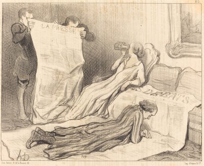 Az újságukat megkapó előfizetők... alkotó: Honoré Daumier