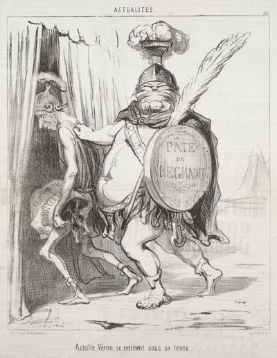 Aktualitások: Akhilleusz visszahúzódik sátrába, 1850. alkotó: Honoré Daumier
