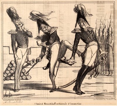 Alekszandr Szergejevics Mensikov admirális ellenőrző körúton, 1854. alkotó: Honoré Daumier