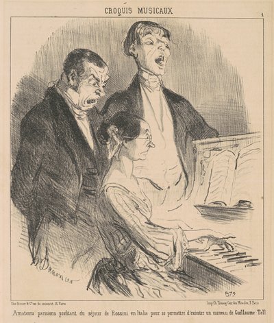 Rossini tartózkodását élvező párizsi amatőrök alkotó: Honoré Daumier