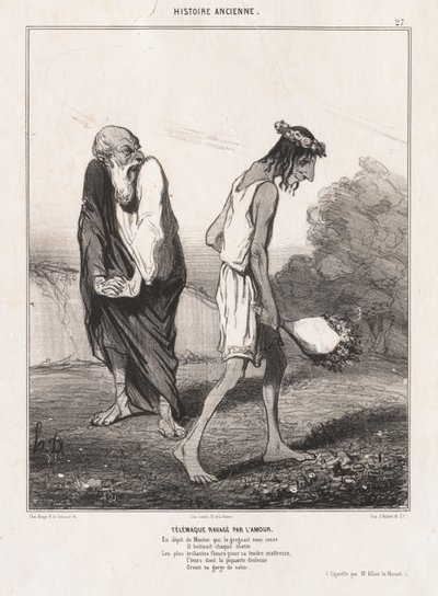 Ókori történelem: Pl. 27, Telemachus, akit a szerelem pusztított..., 1842. alkotó: Honoré Daumier