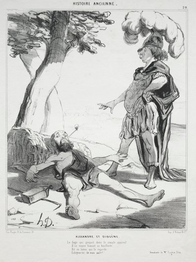 Ókori történelem, 20. tábla: Sándor és Diogenész, 1842. augusztus 14. alkotó: Honoré Daumier