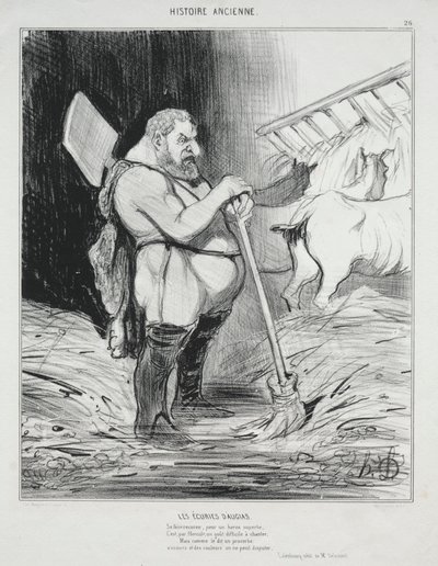 Ókori történelem, 26. tábla: Augeas istállója, 1842. szeptember 25. alkotó: Honoré Daumier