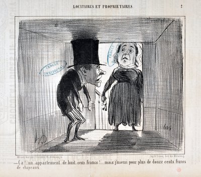 Honore Daumier (1808-1879) Charivari című műve 1854-ből származik: .... egy nyolcszáz frankos lakást!... de több mint tizenkétszáz frankért kalapokat fogok használni" MUSEE DES BEAUX ARTS - PALAIS LONGCHAMP, MARSEILLE MUSEE DES BEAUX ARTS - PALAIS LONGCHAM alkotó: Honoré Daumier