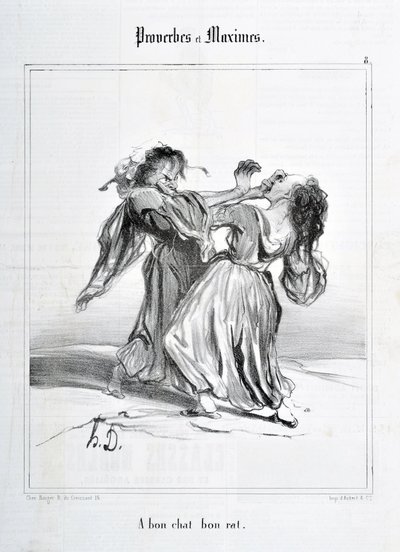 Honore Daumier (1808-1879) alkotásai. A Charivari 1840-ből származik: KÖZmondások és maximák sorozat „Egy bon cat bon rat”” KÉZMŰVÉSZETI MÚZEUM – PALAIS LONGCHAMP, MARSEILLE alkotó: Honoré Daumier