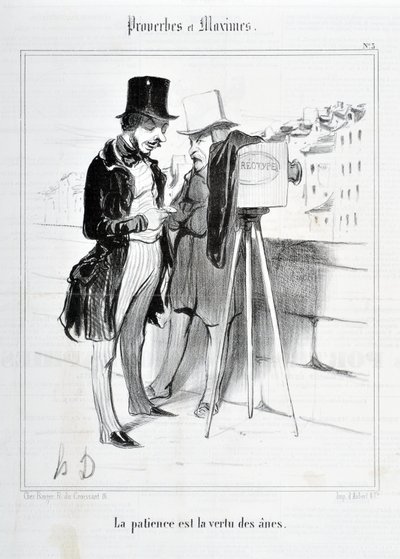 Honore Daumier (1808-1879) alkotásai. A Charivari 1840-ből származik: KÖZmondások és maximák sorozat „A türelem a szamarak erénye”” SZÉPMŰVÉSZETI MÚZEUM – PALAIS LONGCHAMP, MARSEILLE alkotó: Honoré Daumier