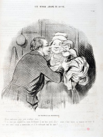 Honore Daumier (1808-1879) alkotásai. Charivari 1848-ból származik: Serie Les beaux jours de la vie. A nővér látogatás - Csókolózzunk apuci kicsi gyermekem - Nem ma akar, de általában...”” SZÉPMŰVÉSZETI MÚZEUM - LONGCHAMP PALOTÁ, MARSEILLE alkotó: Honoré Daumier