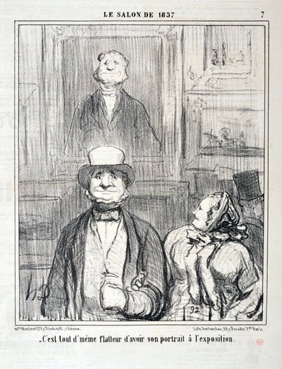 Honore Daumier (1808-1879) alkotásai. Charivari 1857-ből származik: Serie SALON DE 1857 „” – Még mindig hízelgő, hogy a portréja a kiállításon van”” MUSEE DES BEAUX ARTS – PALAIS LONGCHAMP, MARSEILLE alkotó: Honoré Daumier