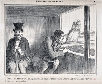 Honore Daumier (1808-1879) Charivari alkotásai 1858-ból származnak: Serie EMOTIONS HU Chemin de fer - „Itt... a feleségem egy úriemberrel... és teljes gőzzel megyünk előre!... semmi meglepetés. őket!!...” SZÉPMŰVÉSZETI MÚZEUM - LONGCHAMP PALOTA, MÁRCIUS alkotó: Honoré Daumier