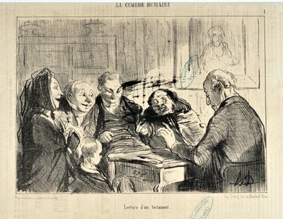 Honore Daumier (1808-1879) műve. A "Le Charivari" 1853. december 20-i számában: Lecture d