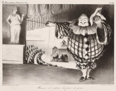 Engedje le a függönyt, a bohózat játszódik / Senkt den Vorhang, die Posse ist (és: La Caricature no. 201, 1834.09.11.). 1834 alkotó: Honoré Daumier