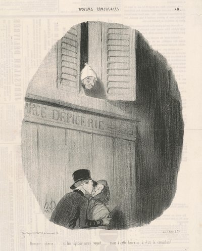 Jó estét drágám... ha a boltod meglátna minket... alkotó: Honoré Daumier