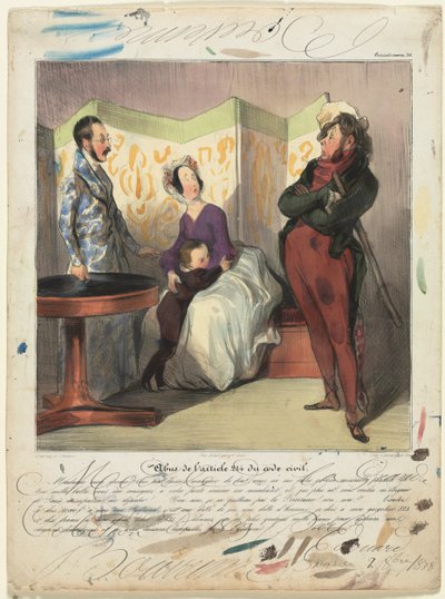 Caricaturana tábla 50: Polgári Törvénykönyv megsértése, 1837. évi 24. cikk. alkotó: Honoré Daumier