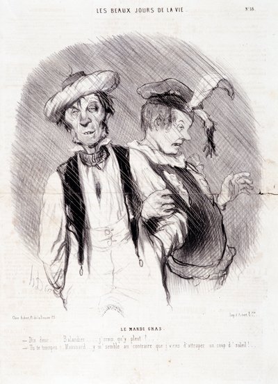 Rajzfilm két alkoholistáról: Serie “” Les Beaux Days de la Vie””: “” Le Mardi Gras...””. Honore DAUMIER (1808-1879) metszete. Kivonat az augusztus 9-i „” Le Charivari” című újságból alkotó: Honoré Daumier
