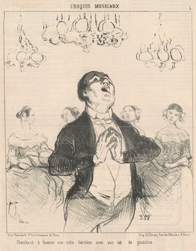 Egy gazdag ember elbűvölésére törekszik... alkotó: Honoré Daumier