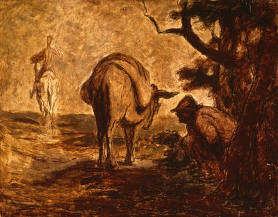 Don Quijote és Sancho Panza tehermentesíti magát, c. 1855 alkotó: Honoré Daumier