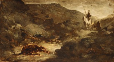 Don Quijote és a halott öszvér, 1864 után. alkotó: Honoré Daumier