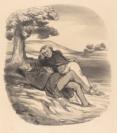 Egy nyugdíjas vasbolt édes kikapcsolódása... alkotó: Honoré Daumier