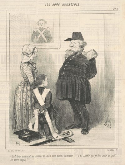 Hé! Nos, hogy tetszik az új egyenruhámban... alkotó: Honoré Daumier