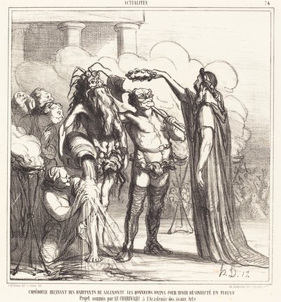 Empedoklész isteni kitüntetésben részesül... alkotó: Honoré Daumier