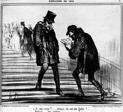 Megfogadtam!!... Gyerünk, kóstolnak!... - Megtagadják... debilek! Honore Daumier (1808-1879) rajzfilmsorozatából, a „Festmények és szalonok” c. "Macskazene" alkotó: Honoré Daumier