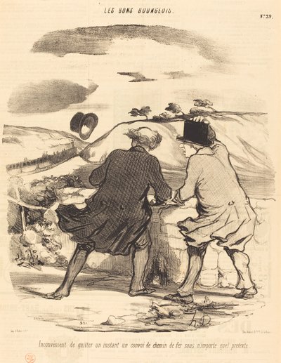 Hátránya, hogy elhagyja a vasúti konvojt... alkotó: Honoré Daumier