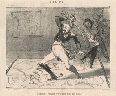 Miklós császár a dolgozószobájában dolgozik alkotó: Honoré Daumier