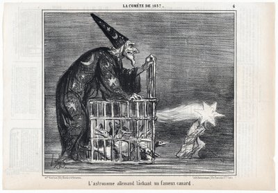 Az 1857-es üstökös, "A német csillagász, aki elenged egy híres kacsát", a Le Charivari, kocsma. 1858 (metszet) alkotó: Honoré Daumier