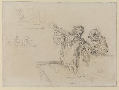 La Defense, 1865 körül (toll, tinta és WC papíron) alkotó: Honoré Daumier