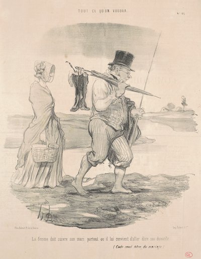 A feleségnek követnie kell a férjét... alkotó: Honoré Daumier