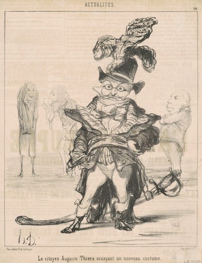 Le Citoyen... Thiers új jelmezt próbál fel alkotó: Honoré Daumier