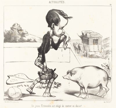 A fiatal Estancelin köteles visszatérni az órára! alkotó: Honoré Daumier