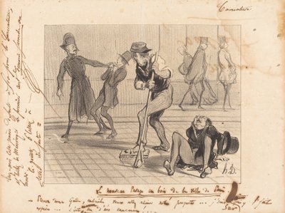 Az új faburkolat... Párizs alkotó: Honoré Daumier