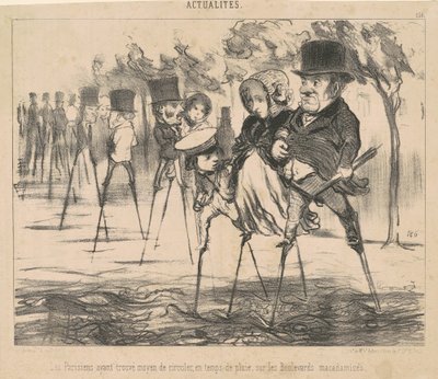 A párizsiak megtalálták a módját, hogy megkerüljék... alkotó: Honoré Daumier