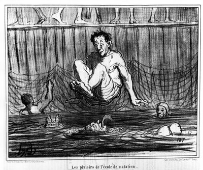 Az úszóiskola örömei: Honore Daumier (1808-1879) „" Sketch d