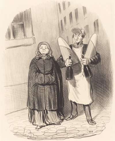 Madame Chapotard lekvár készítésére készül alkotó: Honoré Daumier